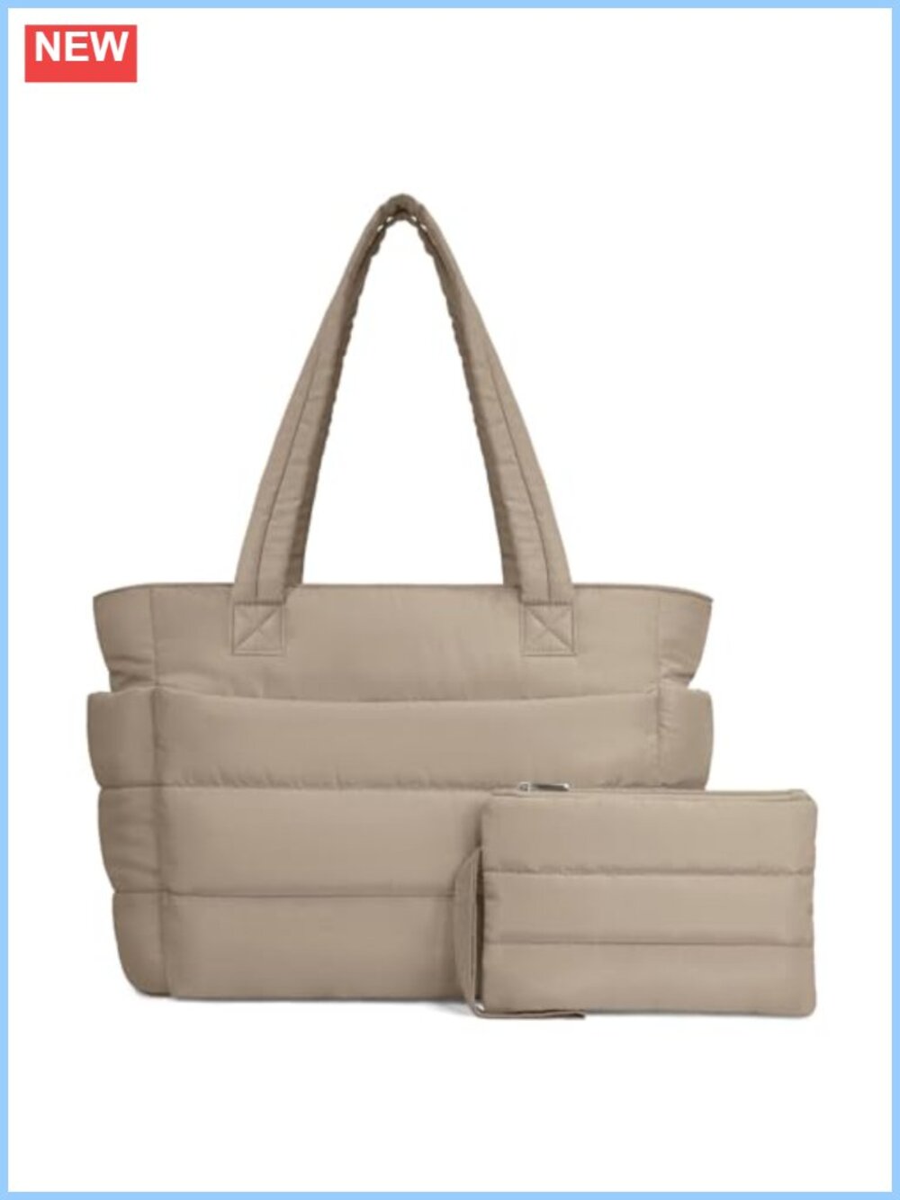 Puffer Tote Bag Lightweight Quilted Shoulder Bag for Work Travel Gym